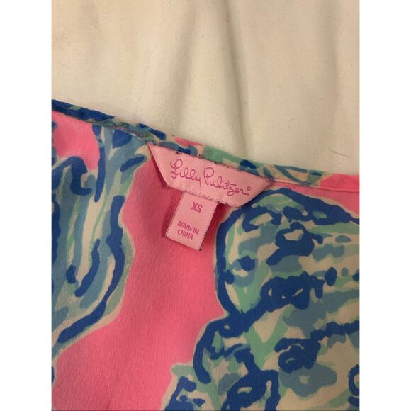Lilly Pulitzer xs silk tank pink blue seashell - Picture 4 of 7